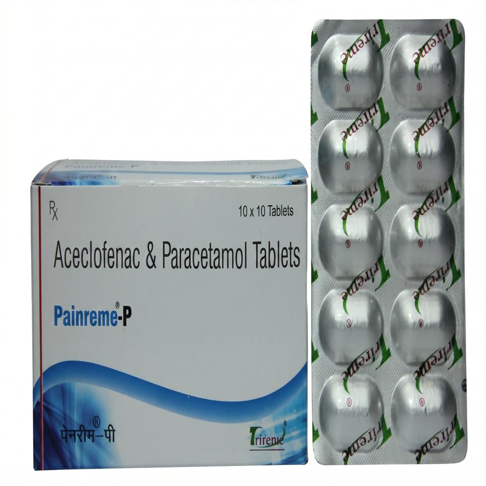 Painreme P Tablets - Aceclofenac 100mg + Paracetamol 325mg | General Medicines, Dosage As Per Physician, Store In Cool Dry Place