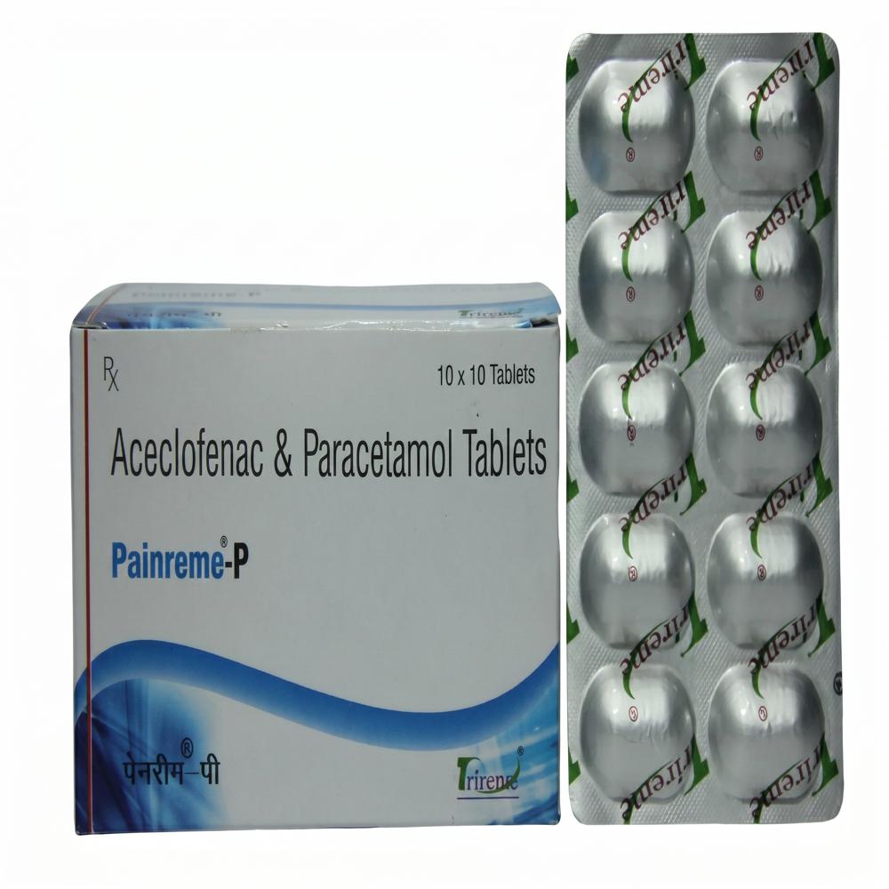 Painreme P Tablets - Aceclofenac 100mg + Paracetamol 325mg | General Medicines, Dosage As Per Physician, Store In Cool Dry Place