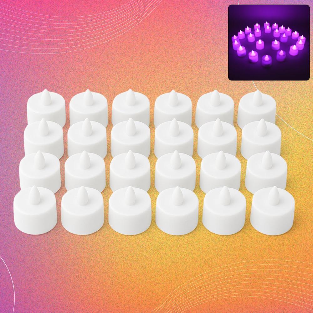 Flameless Led Tealights, Smokeless Plastic Decorative Candles - Led Tea Light Candle For Home Decoration, Diwali (Pack Of 24) - Color: Mix