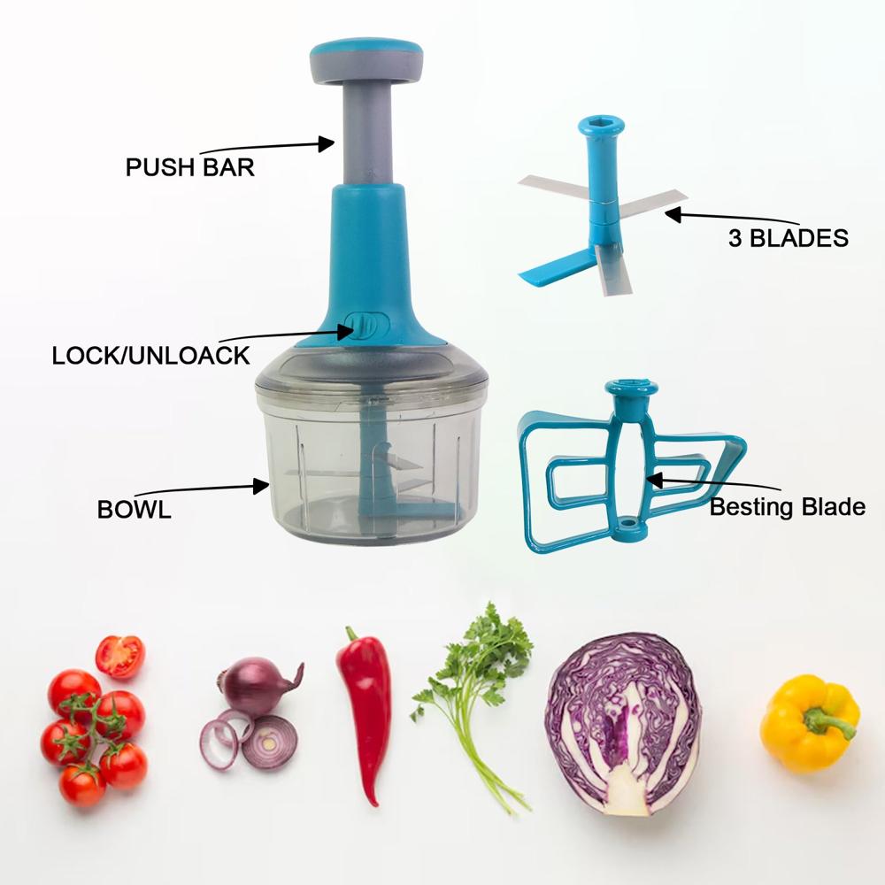 Supermom Premium Manual Push Chopper and Vegetable Cutter (750ml / 1 Pc)