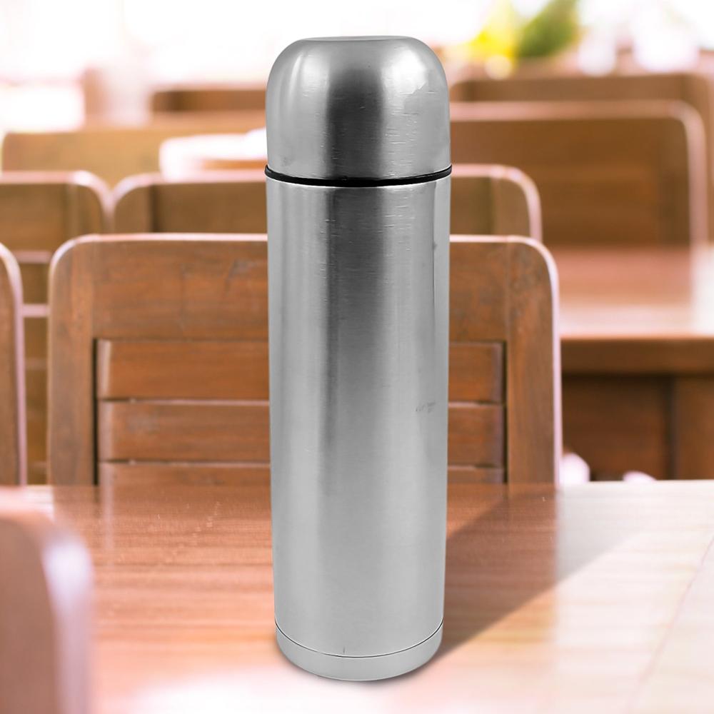Vacuum Flask Without Cover, 18/8 Stainless Steel | Hot And Cold Water Bottle With Push-Down Lid | Double Walled Stainless Steel Bottle For Travel, Home, Office, School, Picnic (1000 Ml / Without Cover) - Color: Mix