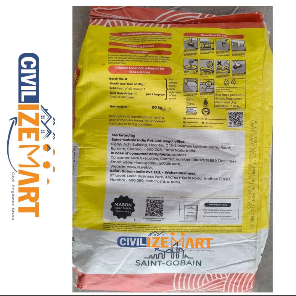 Weber Set Plus White Tile Adhesive - Feature: High Bond Strength