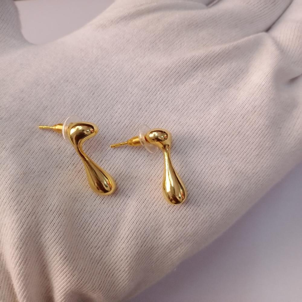 gold plated melted drop earrings 
