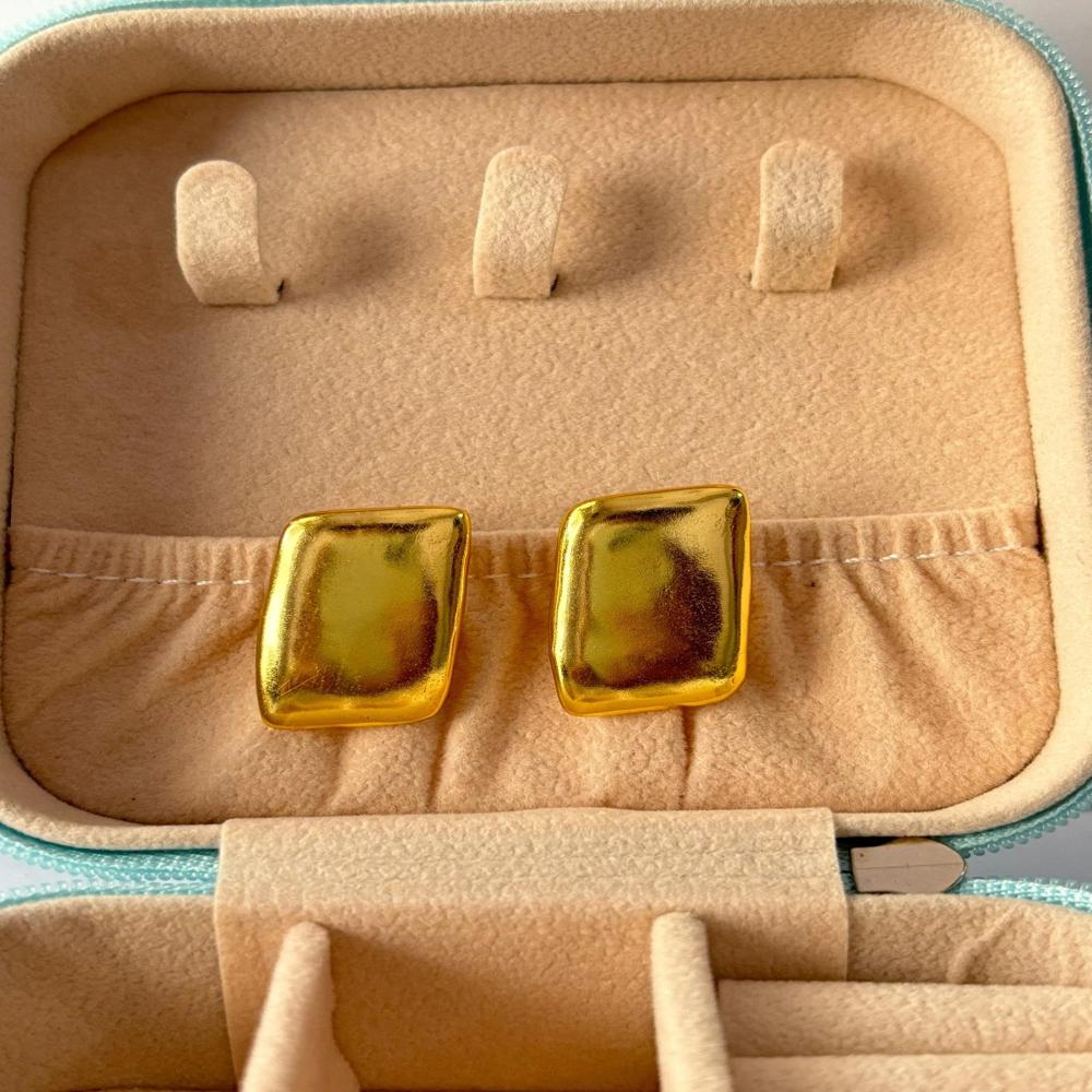 Gold Plated Geometric Stud Earrings 