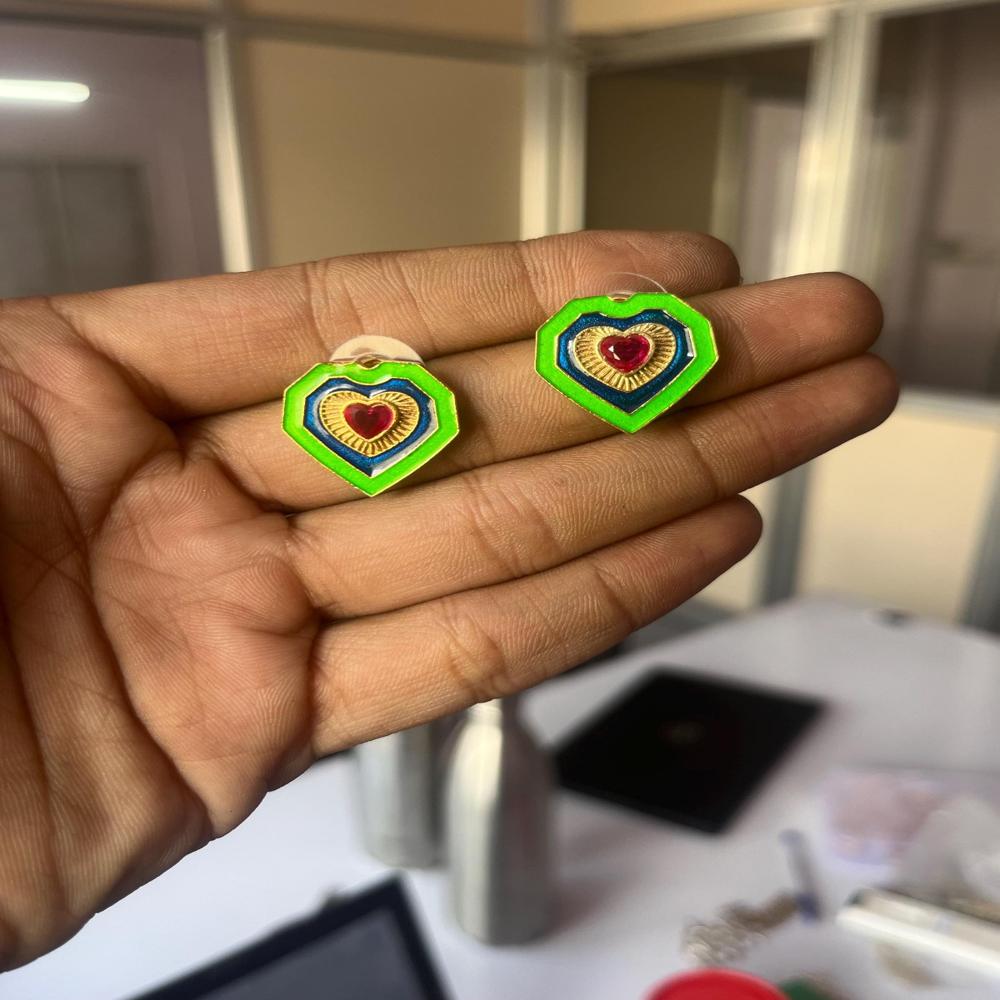 vibrant Heart Shield Earrings