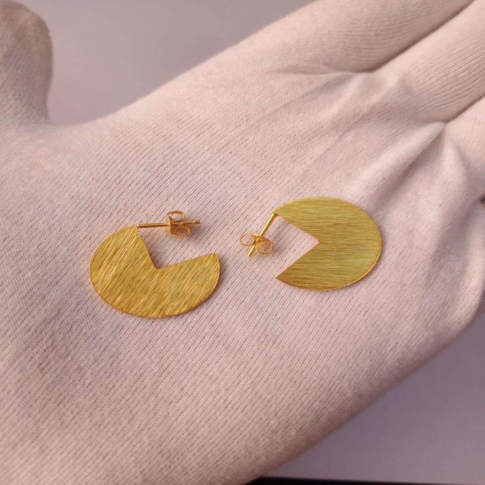 Gold Plated Pacman Stud Earrings 