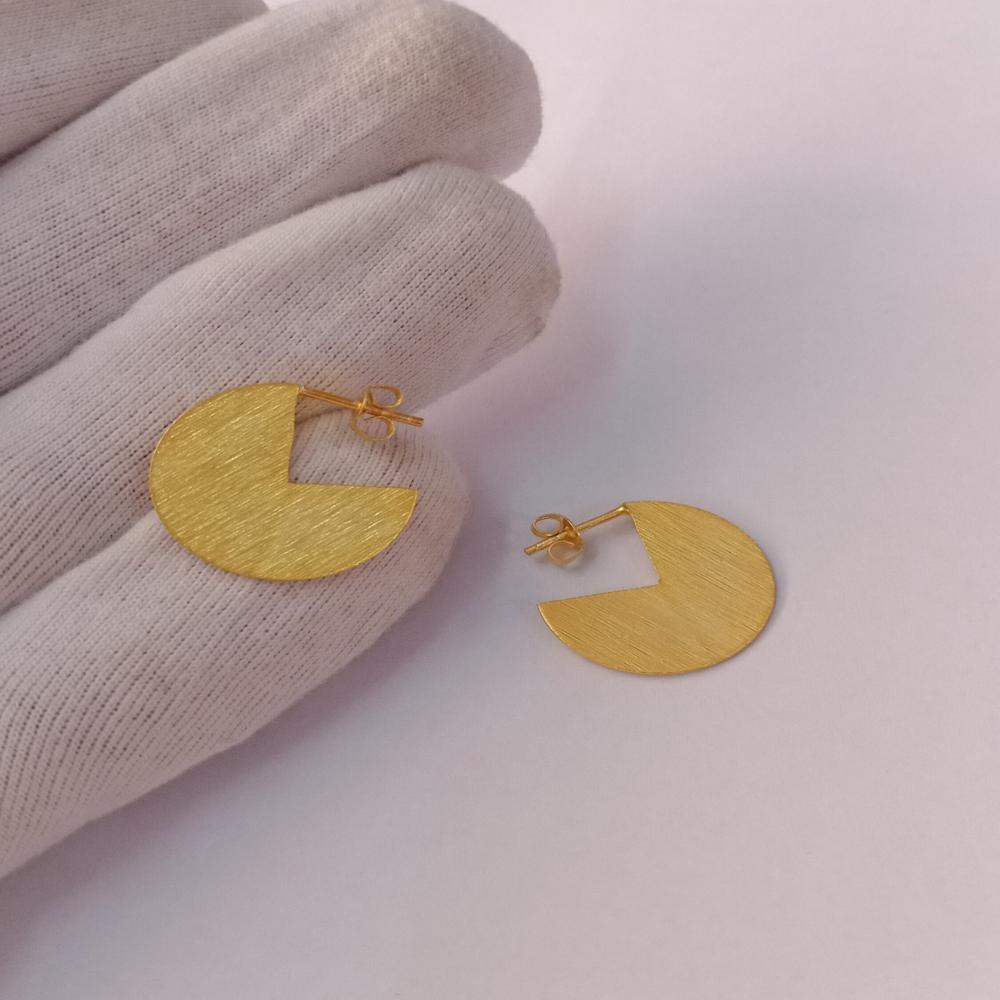 Gold Plated Pacman Stud Earrings 