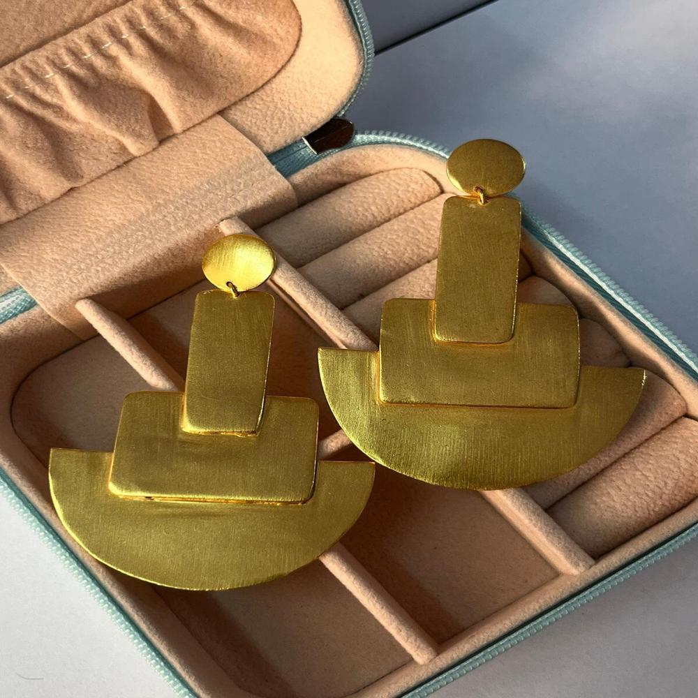 18k Gold Plated Chunky Dangle Earrings