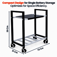 Shop4ever Inverter Trolley For Home, Heavy Duty Adjustable Inverter Stand With Wheels | Rust-resistant Metal Battery Stand | Up To 150 Kg Load | Home & Office Use - Material: Ms (mild Steel)