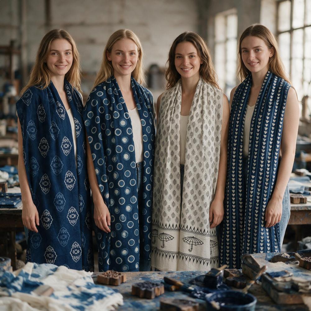 Pure Cotton Hand Block Printed Stoles - Color: Assortted