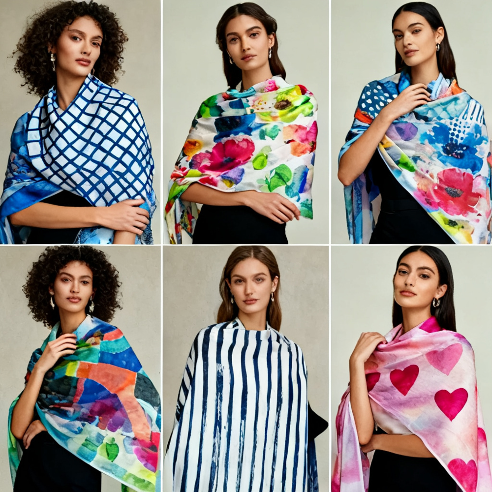 Pure Linen Digital Printed Stoles - Color: Multicolor