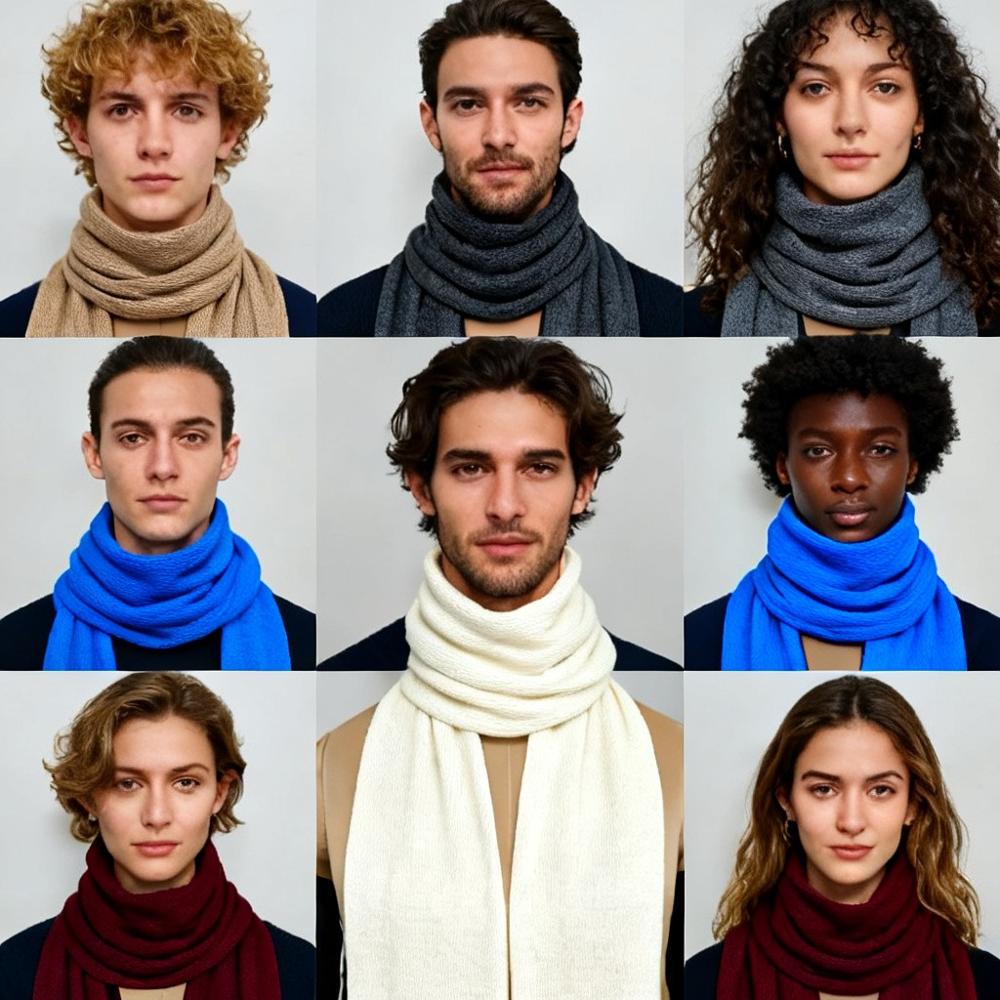 Wool Blended Knitted Muffler - Color: Assortted