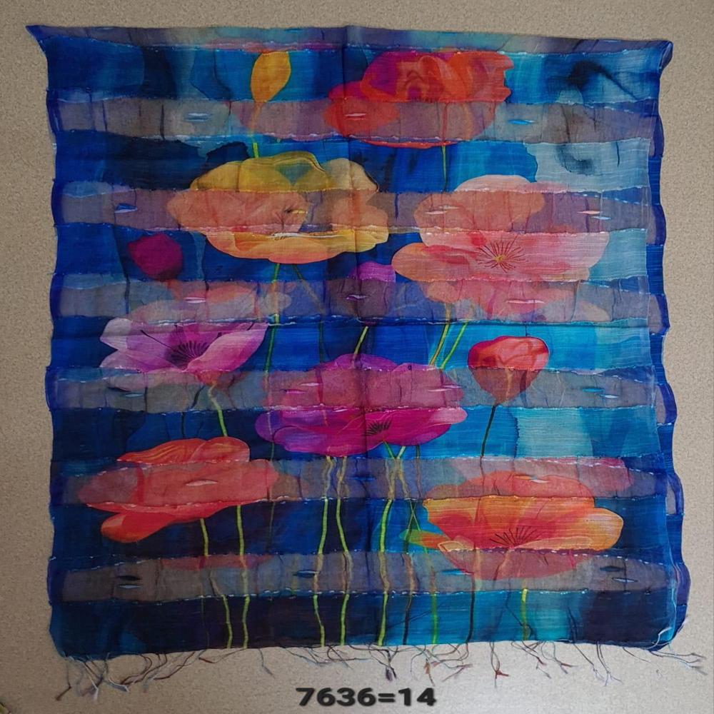 Silk Cotton Digital Printed Stoles - Color: Assortted