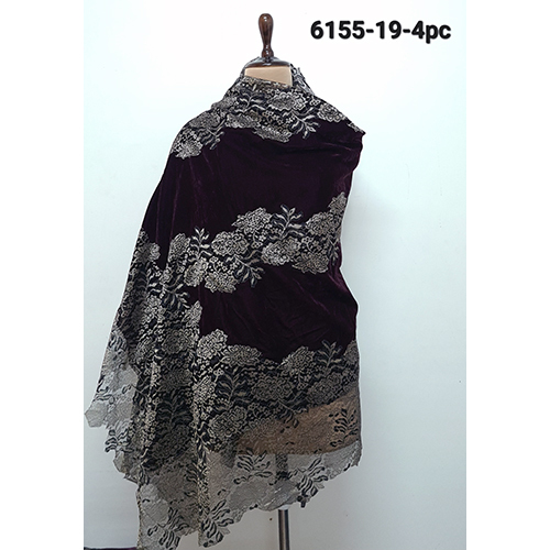 Velvet 5 Side Lace Work Stoles