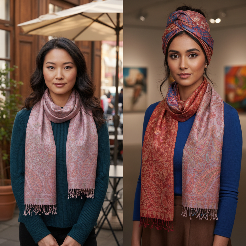 Pure Silk Jamawar Mufflers - Color: Assortted