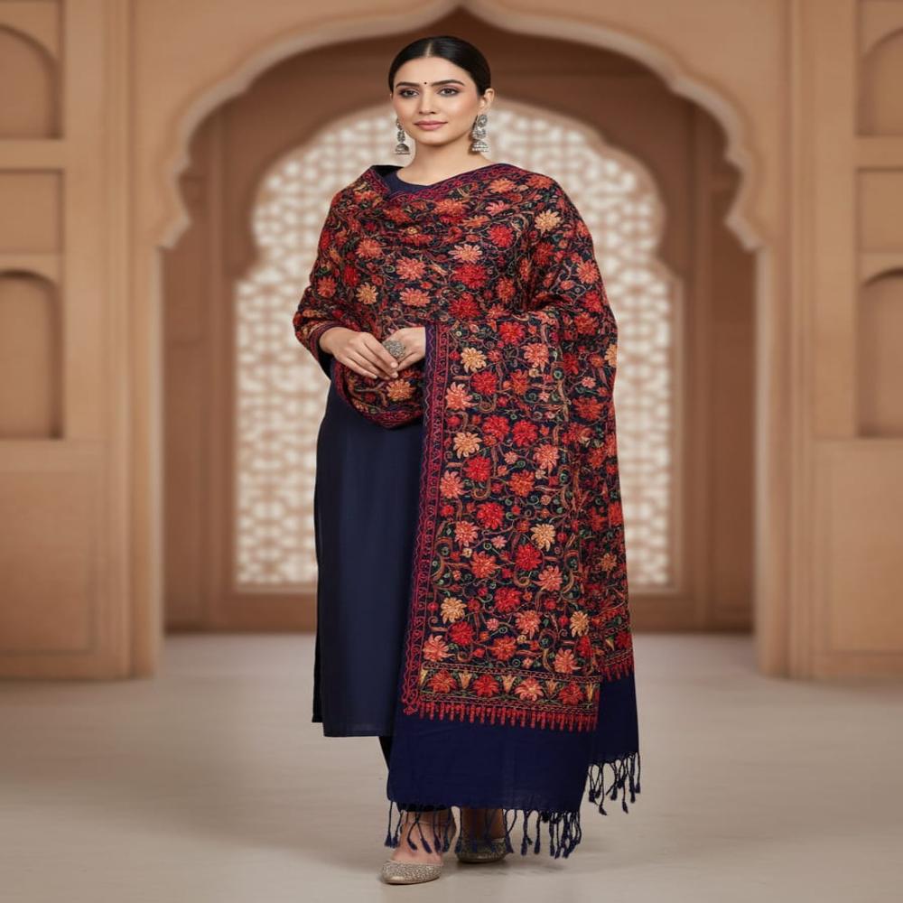 Wool Blended Aari Work Stoles