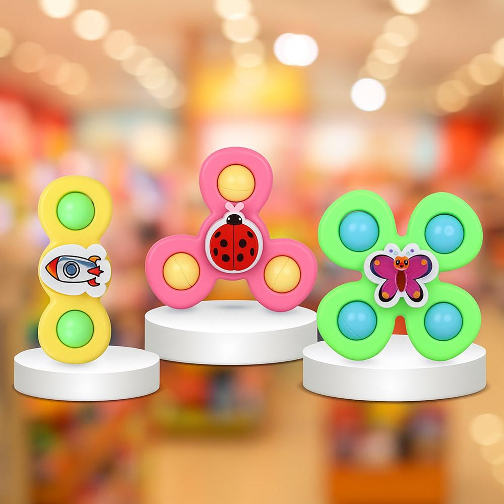 Colour Baby Spinner Toy Set  Suction Cup Sensory Spin Toys (3 Pc Set)