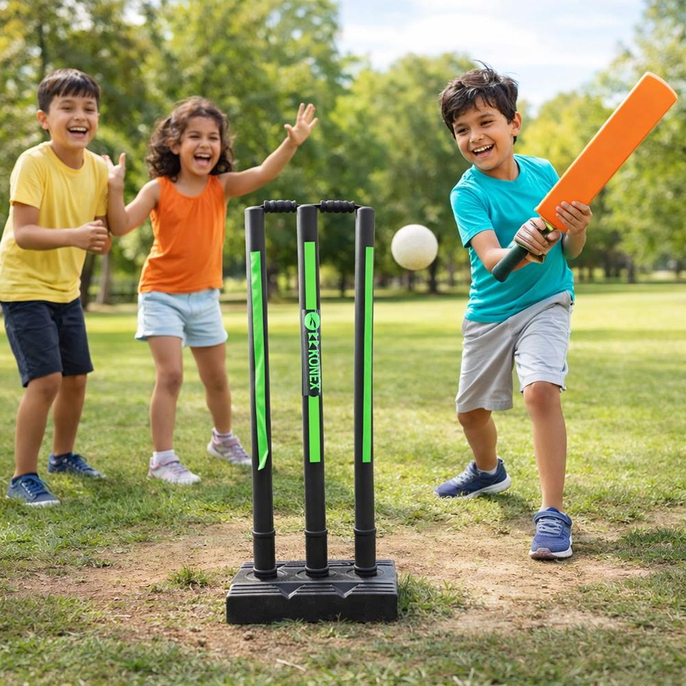 Cricket Stump Set with Heavy Base Stand (1 Set)