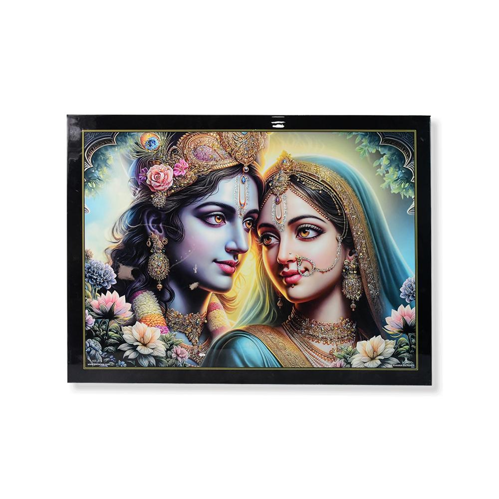 Lord Krishna Radha Wall Painting Wooden Frame 60x45 Cm Approx (1 Pc / Mix Design)