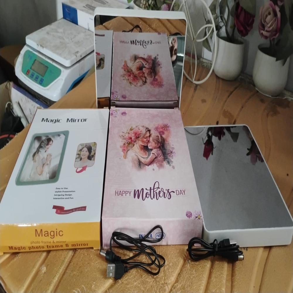 Multifunctional Led Magic Mirror With Hidden Photo Frame (1 Pc) - Color: Mix
