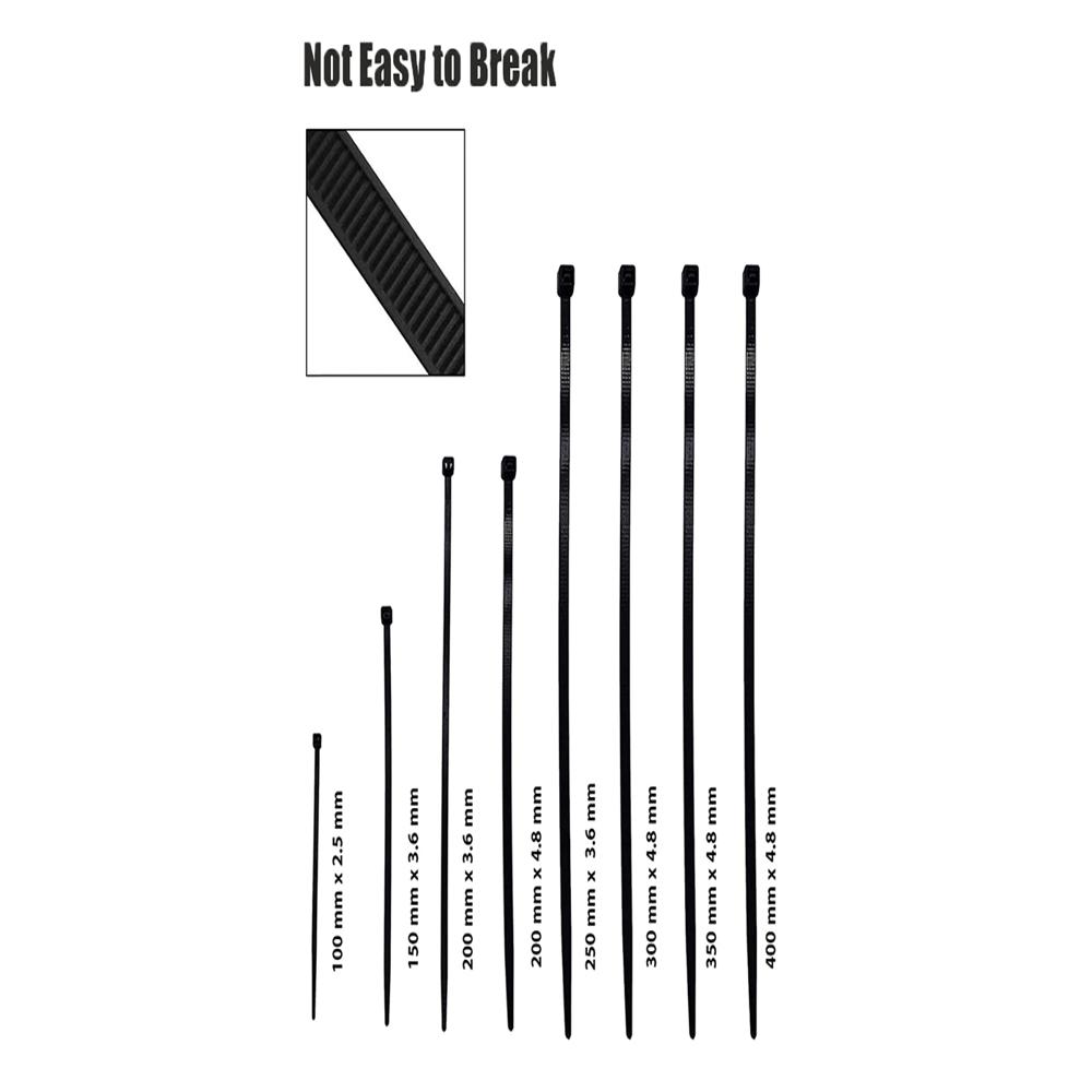 Black White Cable Ties 12 Inch - 300mm X 4.8mm - Armored Material: Nylon