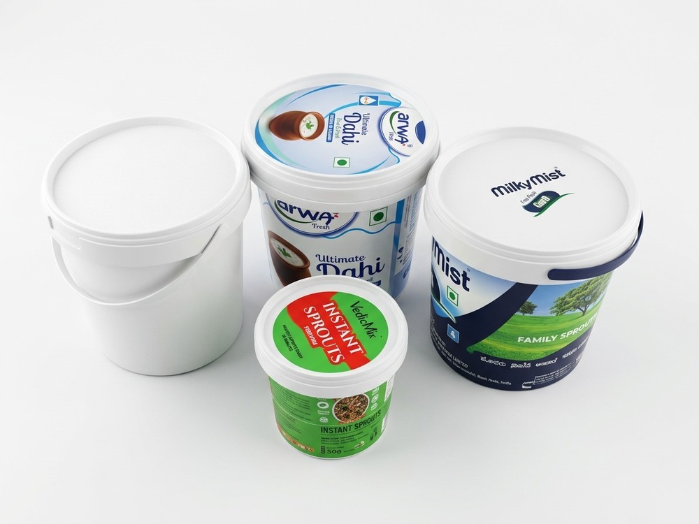 Dahi Container - Color: White With Printed Label / Multicolor Labeling