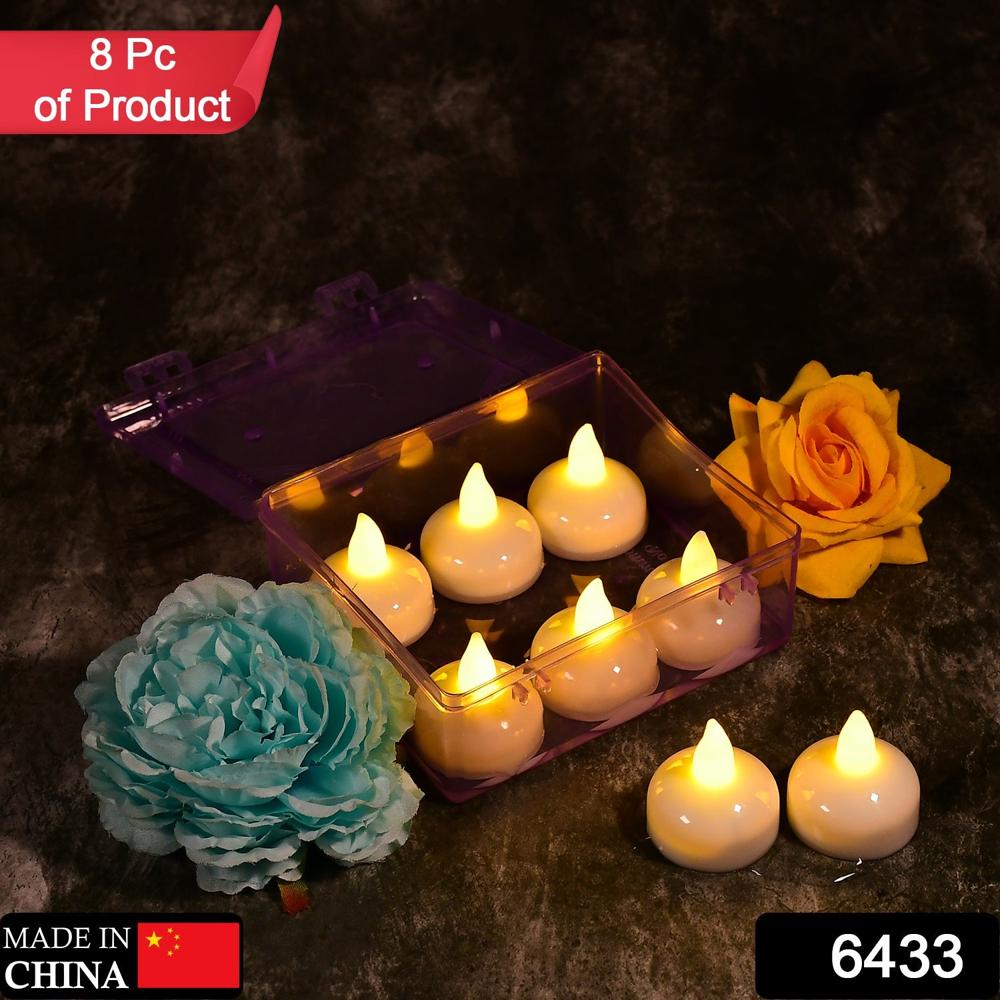 Flameless Floating Tea Light Candles  Battery Operated Set Of 8 In Box - Color: Mix