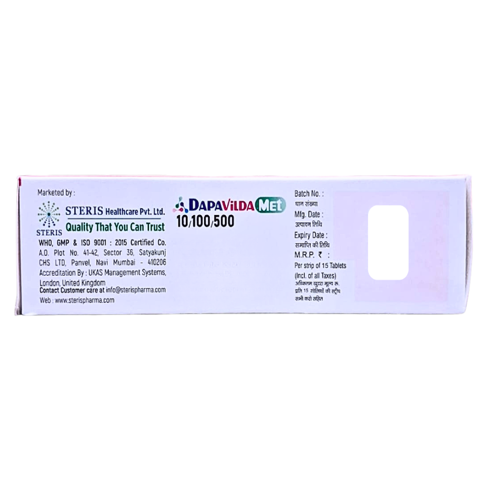Dapagliflozin 10 mg,Vildagliptin SR 100 mg And Metformin SR 500 mg Tablets