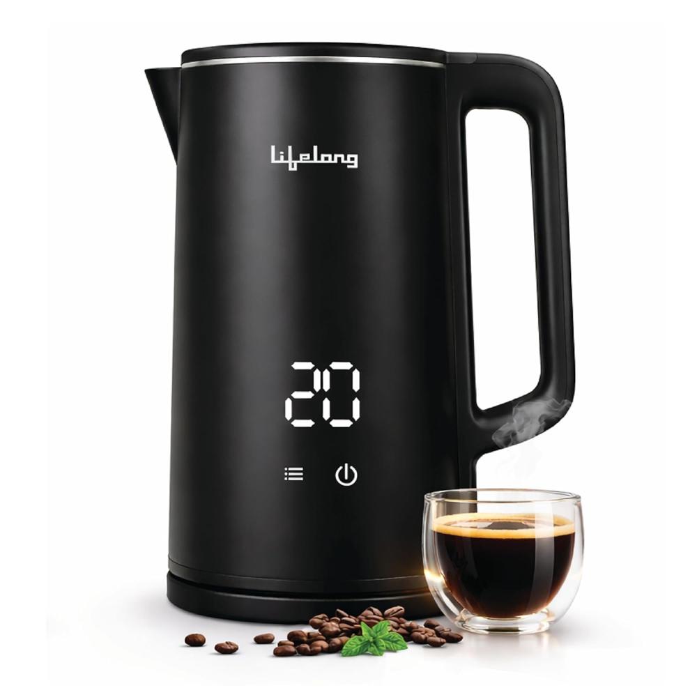 Lifelong Electric Kettle 1.8L | 1350W with 4 Preset Modes & Live Temperature Display |  (Black, LLDEK02)