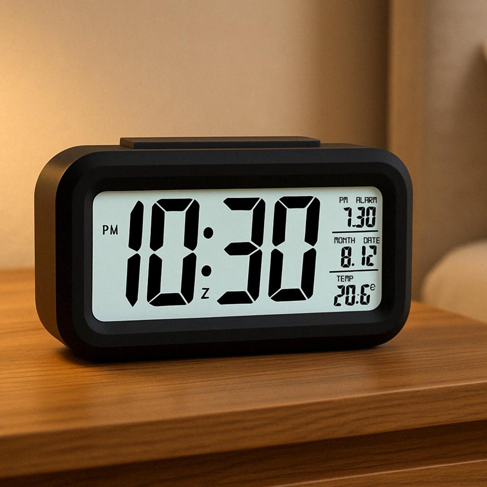 Digital Lcd Alarm Clock With Backlight (1 Pc) - Color: Mix