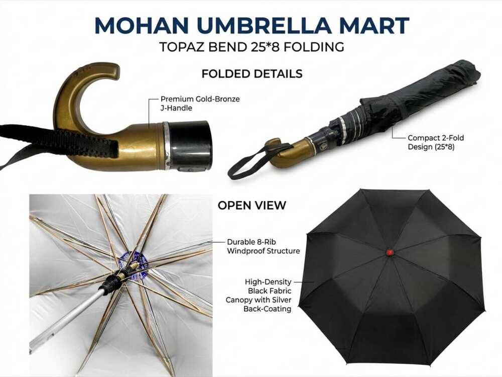 25x8 Topaz Bend Folding Umbrella