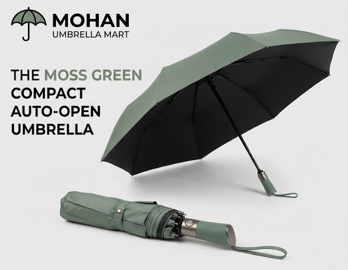 Moss Green Compact Auto Open Umbrella