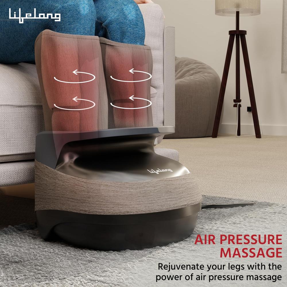 Lifelong Air Pressure Foot & Leg Massager Machine for With Heat For Home -Relaxing Shiatsu & Kneading Calf Massage with Heat LLM891