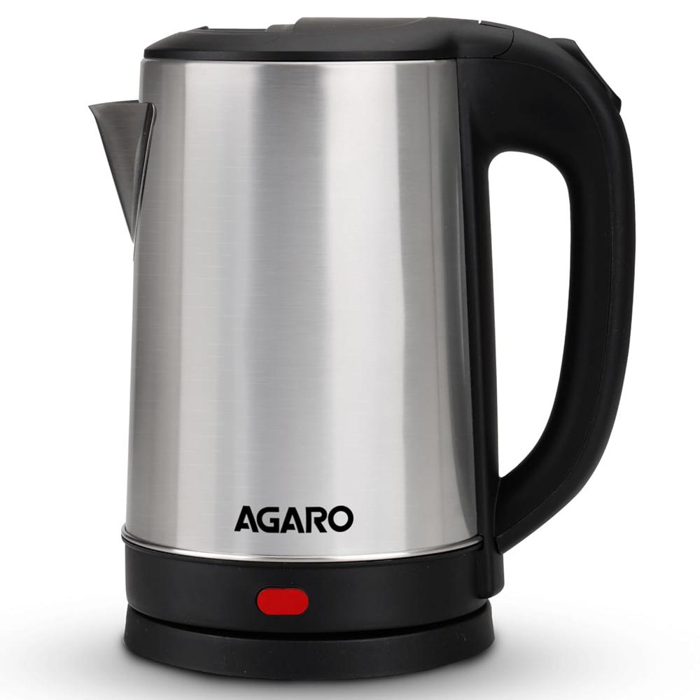 AGARO Sonnet Electric Kettle, 1.5L, 1500W, Stainless Steel Body, Quick Boil, Water Boiler, Hot Water Kettle, For Making Black Tea & Black Coffee,Auto Shut Off, Cool Touch Handle (34207)