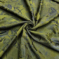 Green Viscoly Jacquard Fabric - Viscose Polyblend, Custom Sizes, Green | Decorative Floral Pattern, Soft Semi-lustrous Texture, High Tear Strength