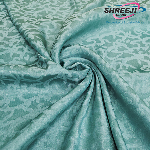 SEA BLUE CRAPE JACQUARD FABRIC
