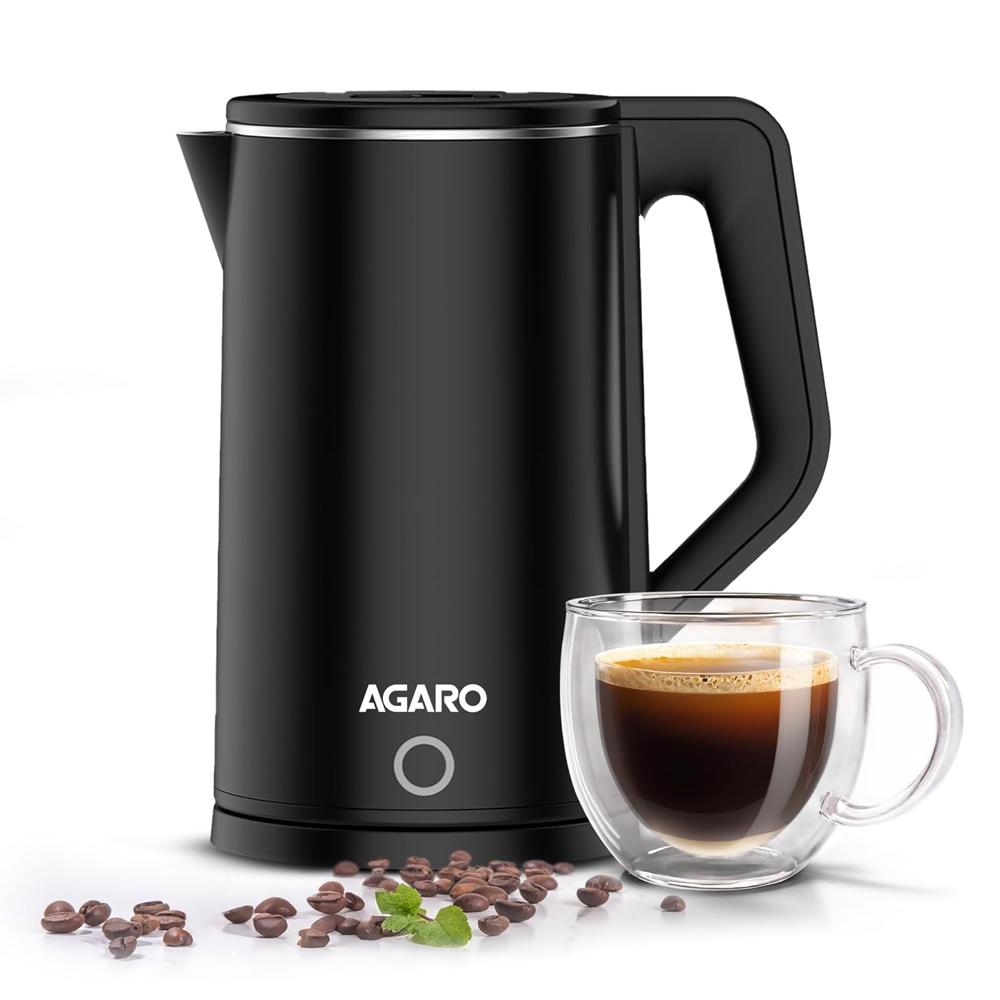 AGARO Elegant Electric Kettle, 1.8L, 1500 (33897) Watt, Double Layered Stainless Steel Inner Body, Quick Boil, Water Boiler, Hot Water Kettle, For Making Black Tea & Black Coffee, Auto Shut Off