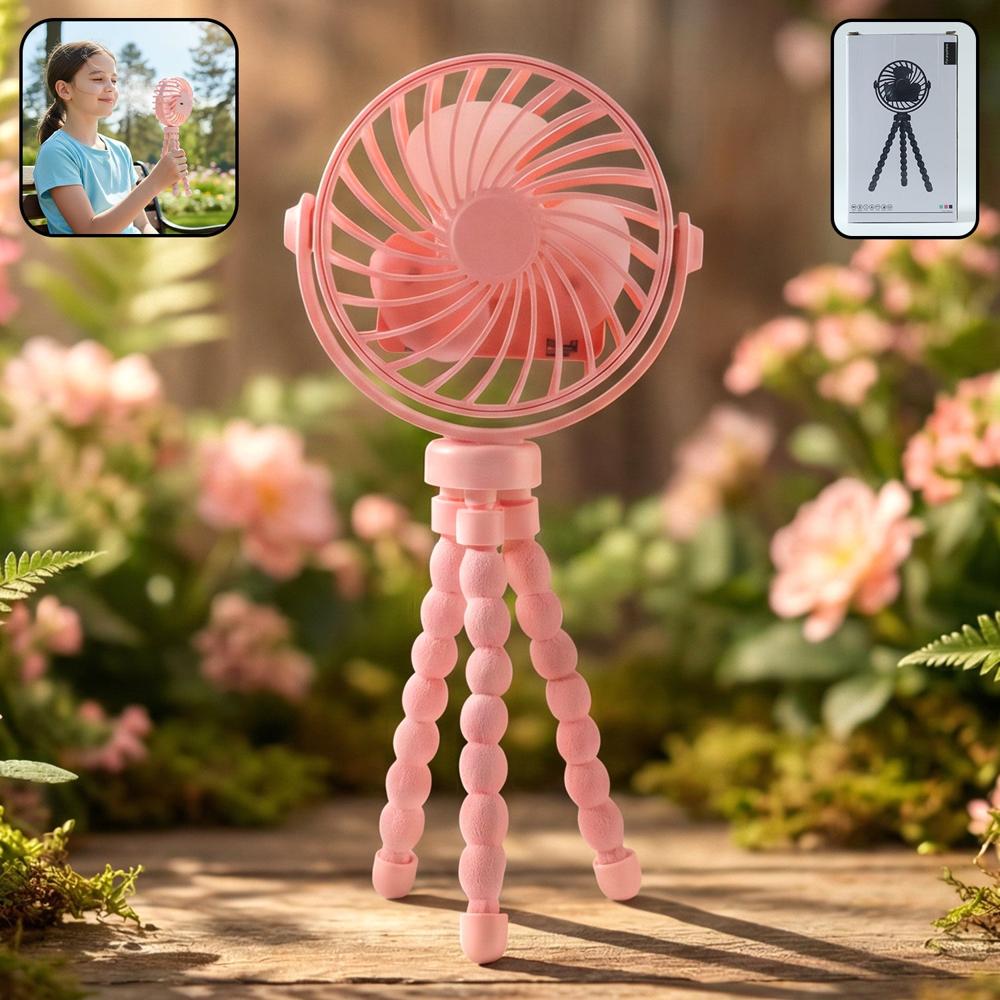 Portable Rechargeable Led Light Fan With Flexible Tripod Stand (1 Pc) - Color: Mix
