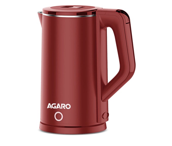 AGARO Elegant Electric Kettle, 1.8L, Double Layered Kettle, Stainless Steel Inner Body Electric Kettle (1.8 L, Red)(33995)