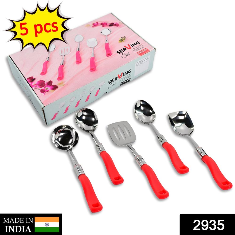 Stainless Steel Serving Spoon Set 5 Pcs. - Color: Mix