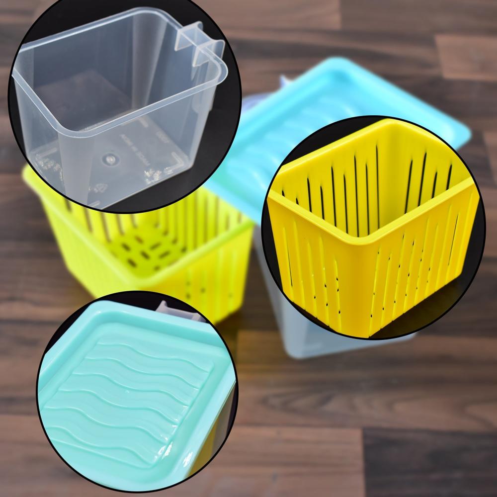 Fridge Storage Containers with Handle  Plastic Kitchen Storage (4 Pcs Set)