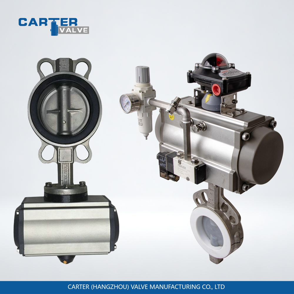 Pneumatic Butterfly Valve / Wafer Butterfly Valve, Stainless Steel, Wafer, Pneumatic Actuated, Soft Seated Structure, Water/Oil/Gas, API 609 Standard