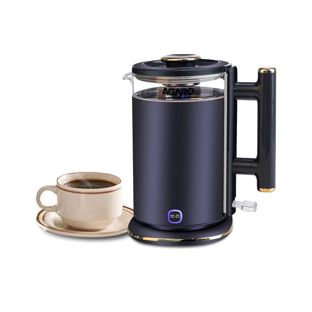 AGARO Regal Electric Kettle with Keep Warm Function, Stainless Steel & Glass body(33955)