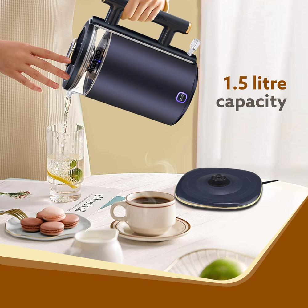 AGARO Regal Electric Kettle with Keep Warm Function, Stainless Steel & Glass body(33955)
