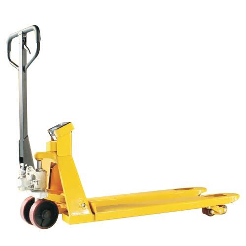 Weighing Scale Pallet Truck - Powder Coated Steel, Yellow, 2000 kg Capacity | Digital LCD, Backlit Display, Manual Hydraulic Control