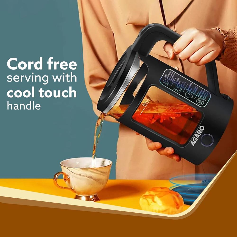 AGARO Galaxy Electric Kettle with Keep Warm Function, BPA Free PP Plastic & Glass body(33956)