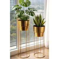 Metal Planter With Stand - Bottom Diameter: 7 Inches Inch (in)