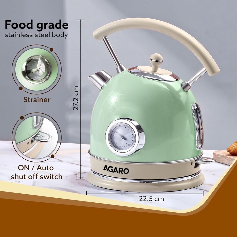 AGARO Regency Vintage Kettle 1.8L with Temperature Gauge, Hot Water Boiler(34025)