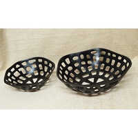 Ds 10369 Fruit Basket Set Of 2 - Stainless Steel, Large & Medium, Silver | Chrome Plated, Rust Resistant, Stable Ring Base