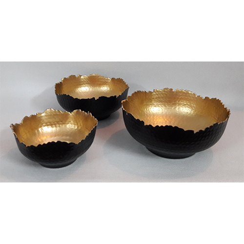 Gold And Black Finish Platter - Material: Metal